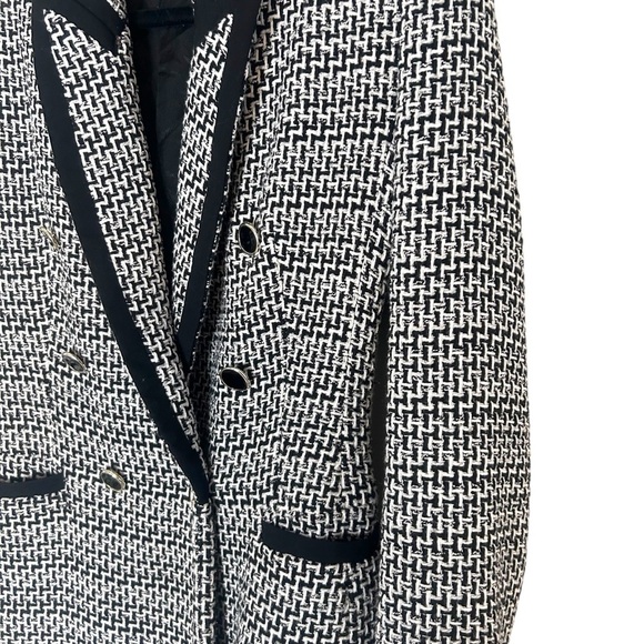 Zara Womens Ecru Black Textured Blazer- Size Small - Picture 9 of 14